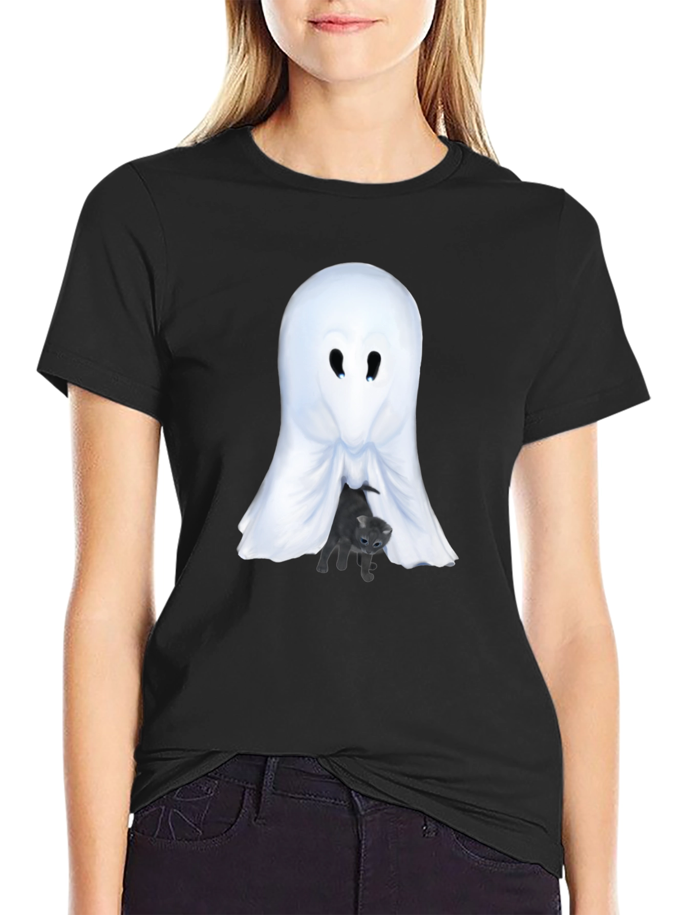 Ghost and Kitten Graphic T-Shirt