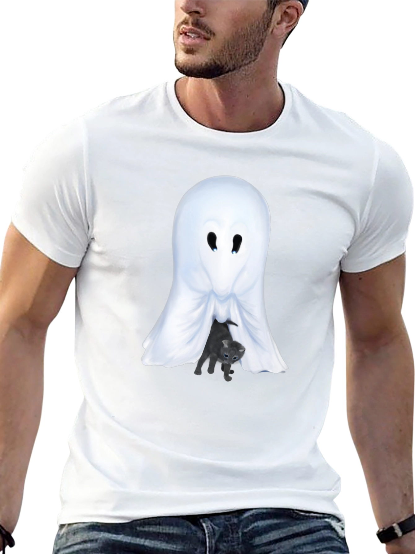 Ghost and Kitten Graphic T-Shirt