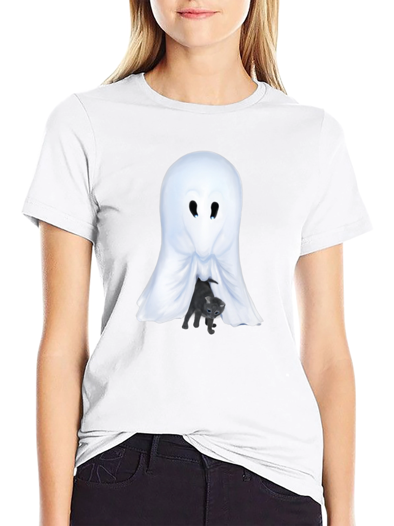Ghost and Kitten Graphic T-Shirt