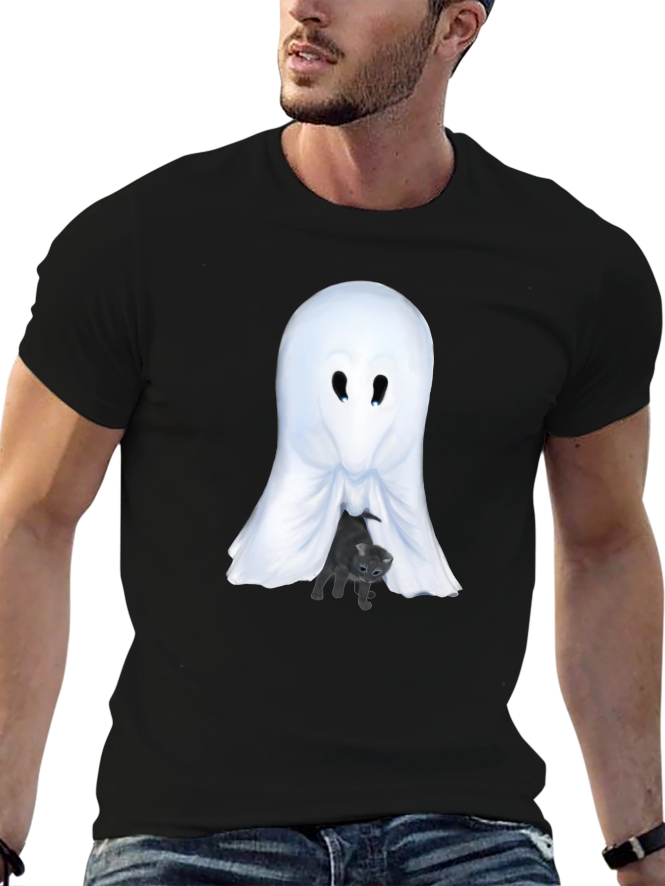 Ghost and Kitten Graphic T-Shirt