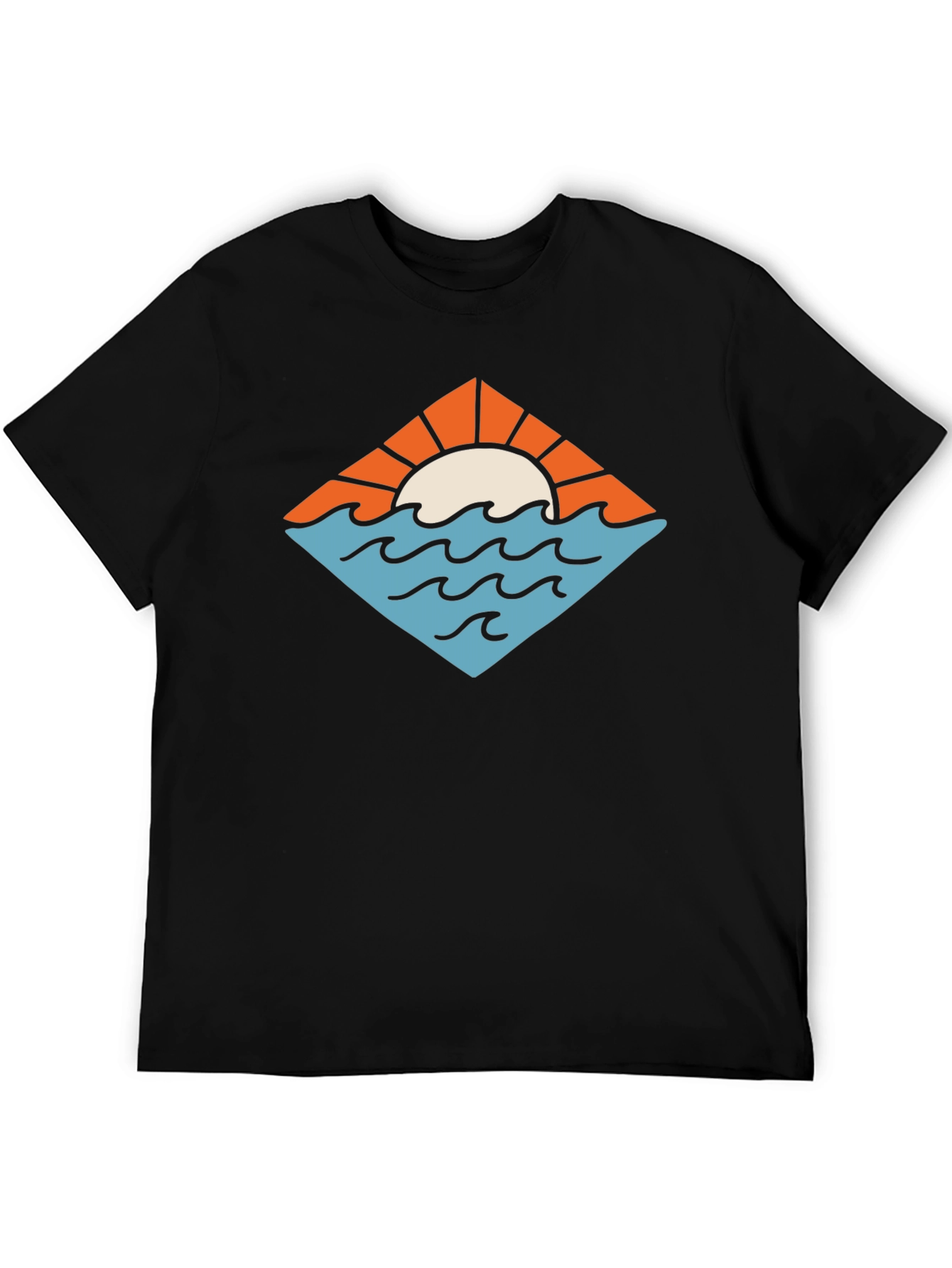 Sunset Waves Graphic Tee - Black