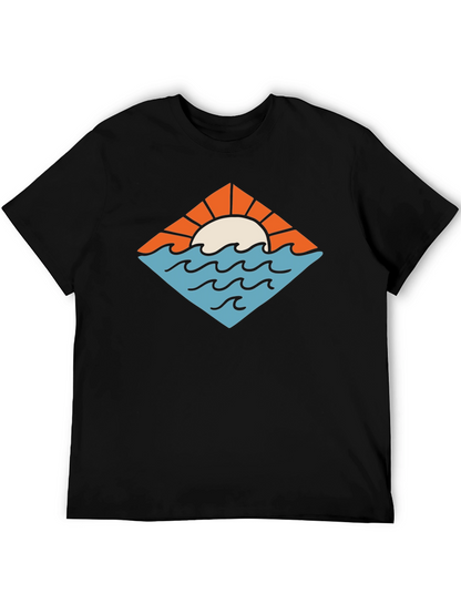 Sunset Waves Graphic Tee - Black
