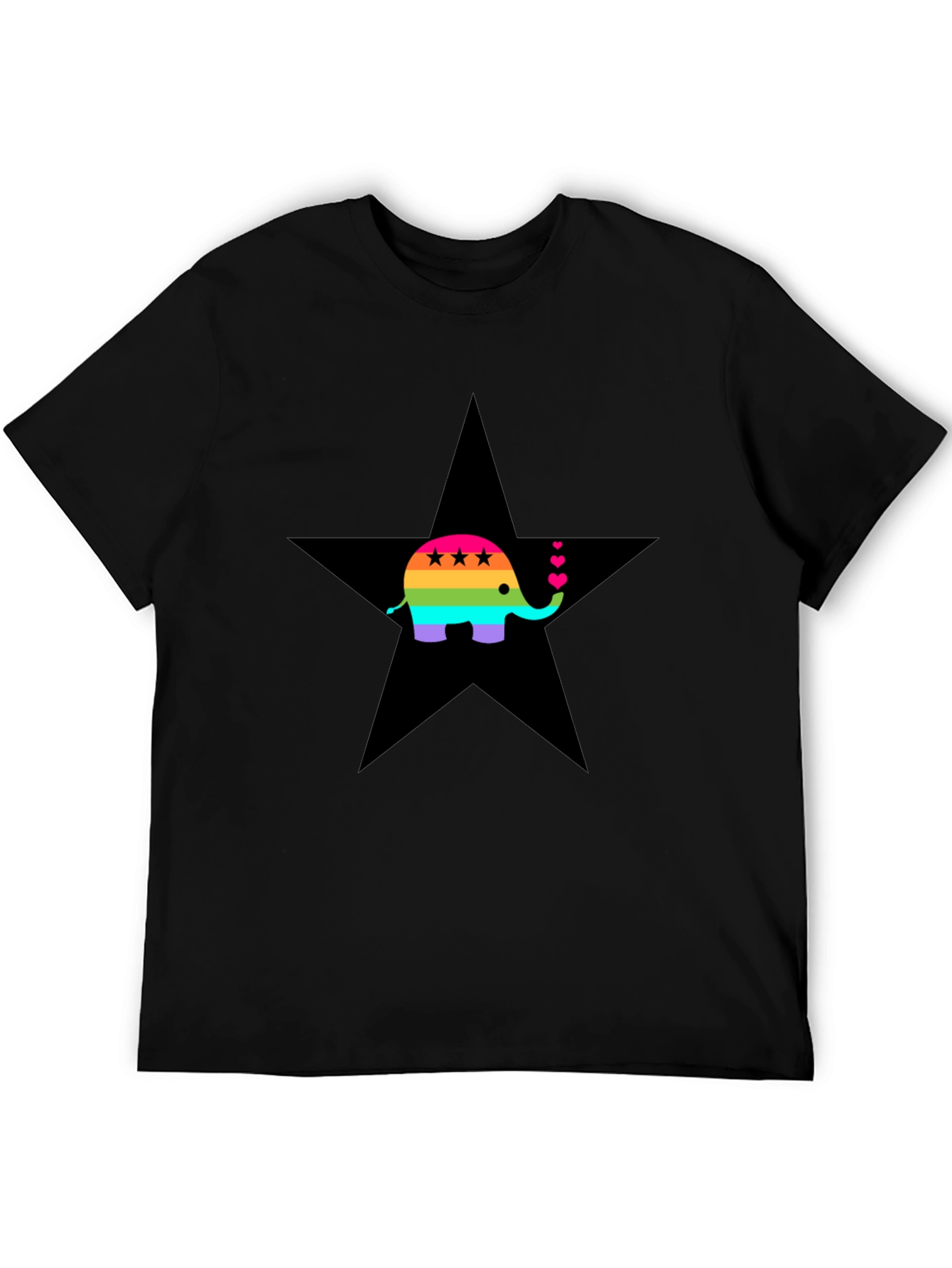 Rainbow Elephant Star Tee - Stylish Graphic Print Shirt