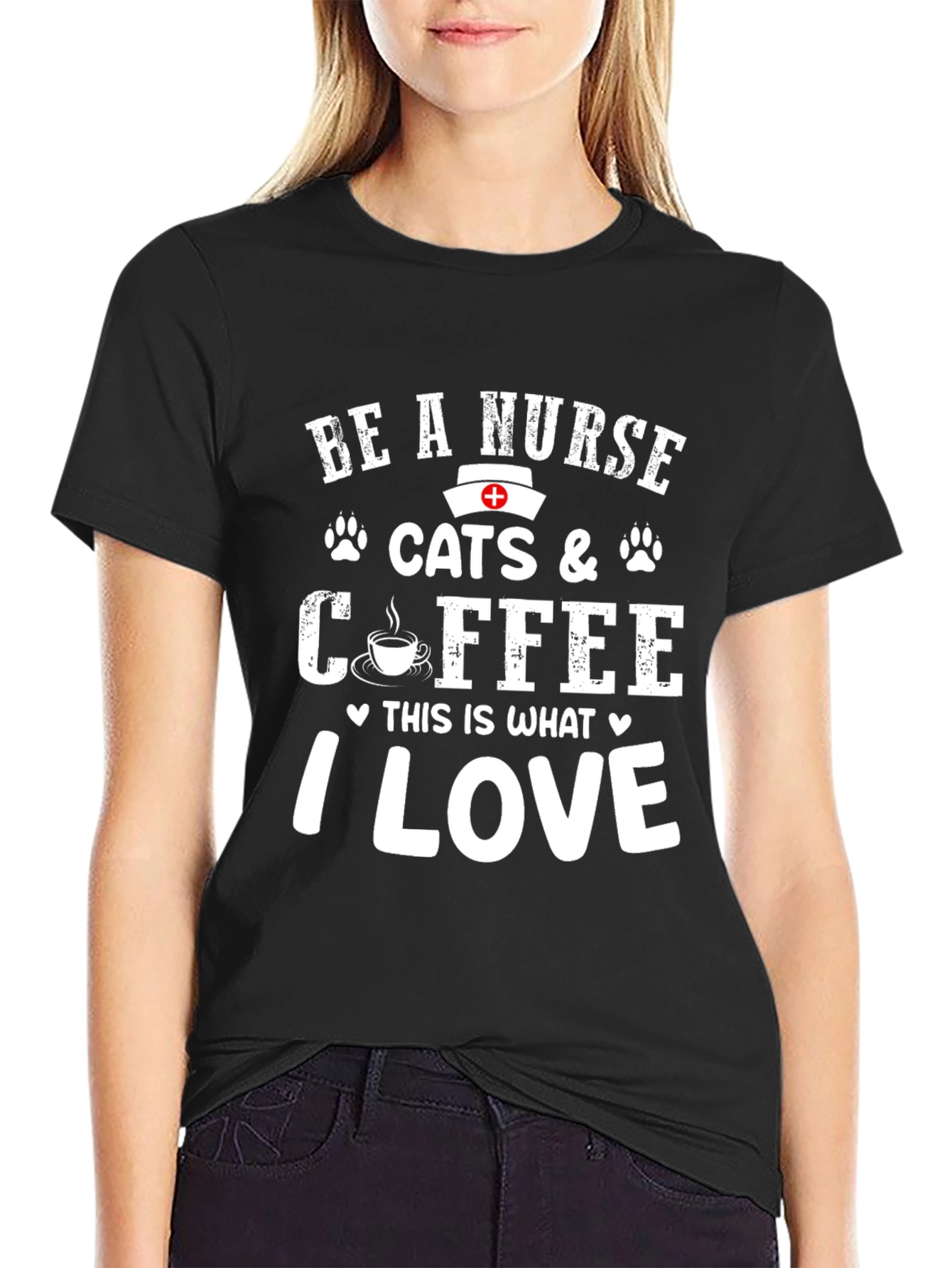 Nurse Cats & Coffee T-Shirt - I Love