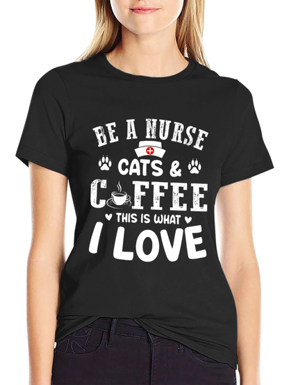 Nurse Cats & Coffee T-Shirt - I Love