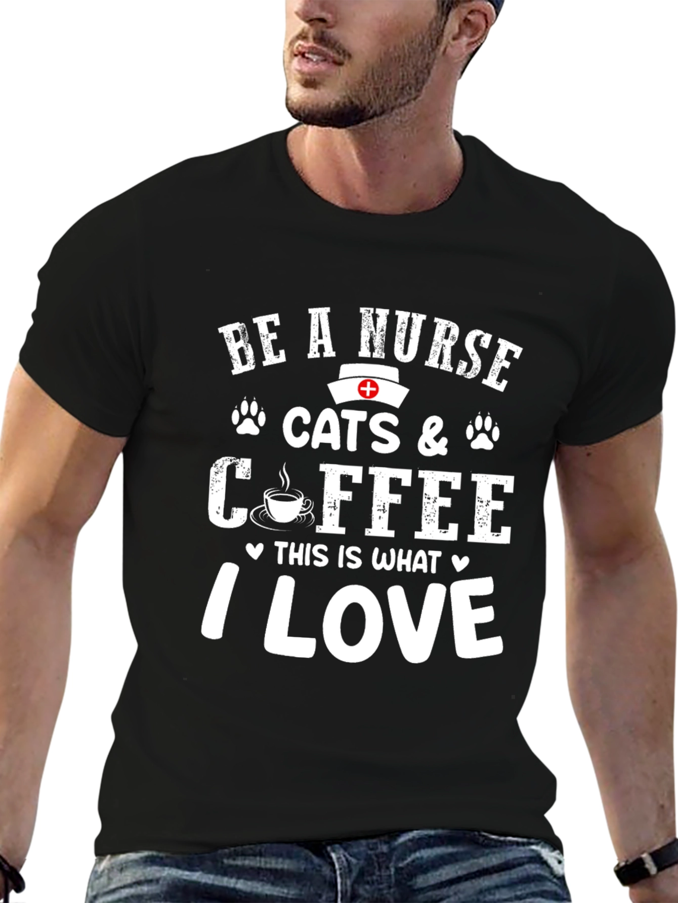 Nurse Cats & Coffee T-Shirt - I Love