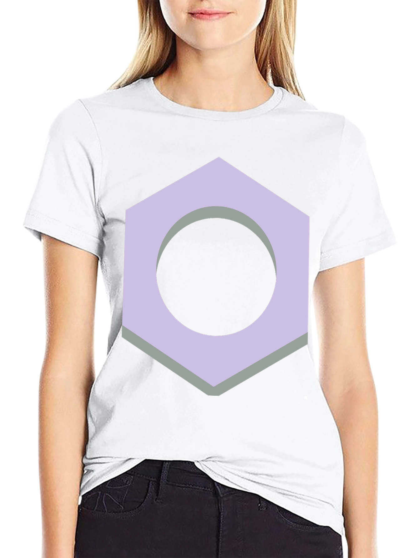 Geometric Hex Nut Graphic Tee - Casual Black T-Shirt