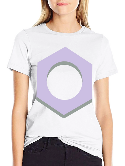Geometric Hex Nut Graphic Tee - Casual Black T-Shirt