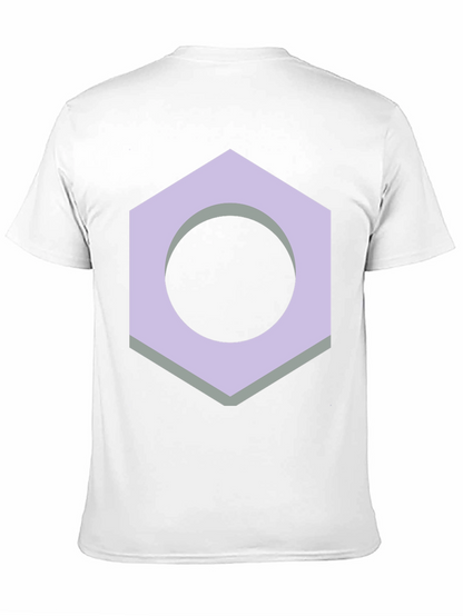 Geometric Hex Nut Graphic Tee - Casual Black T-Shirt