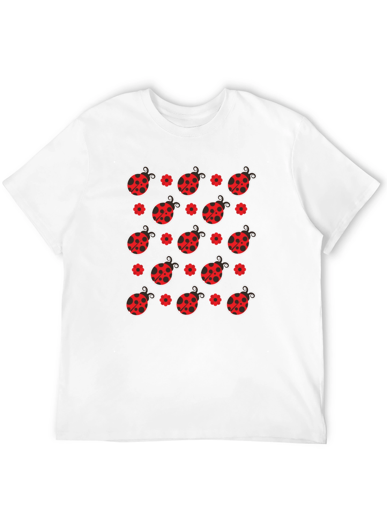 Ladybug Pattern Black T-Shirt
