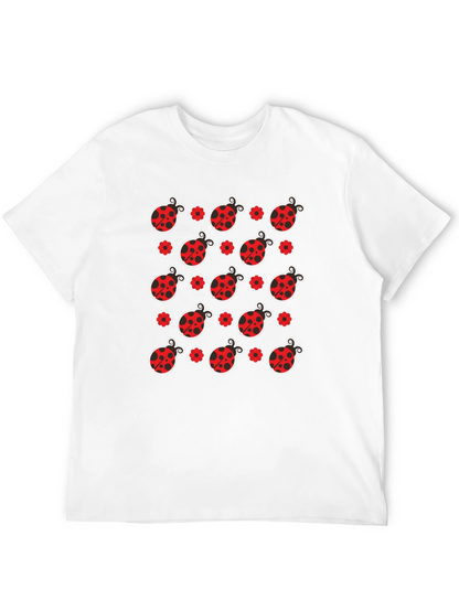 Ladybug Pattern Black T-Shirt