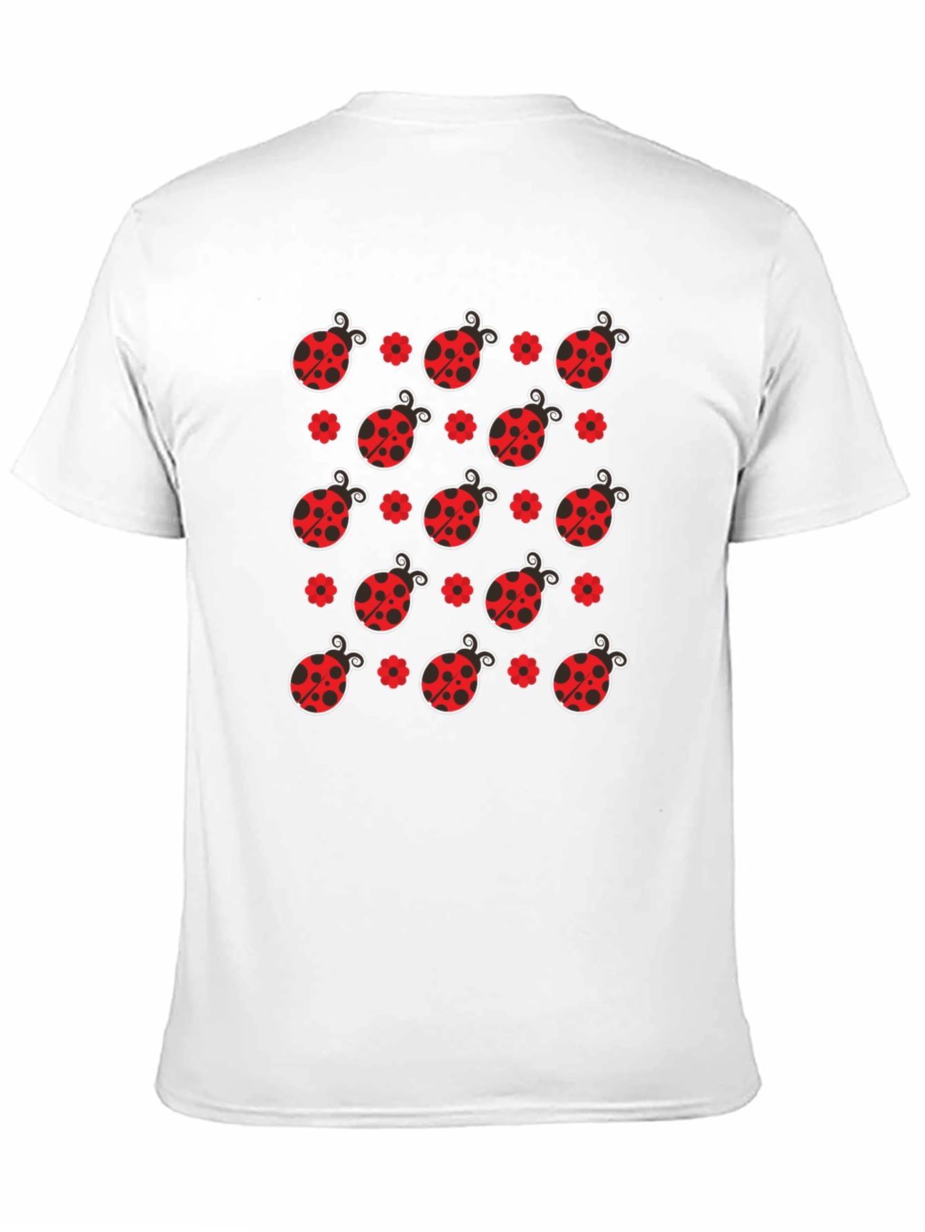 Ladybug Pattern Black T-Shirt
