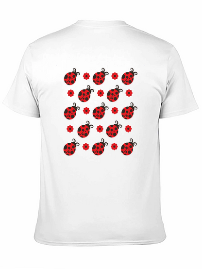 Ladybug Pattern Black T-Shirt