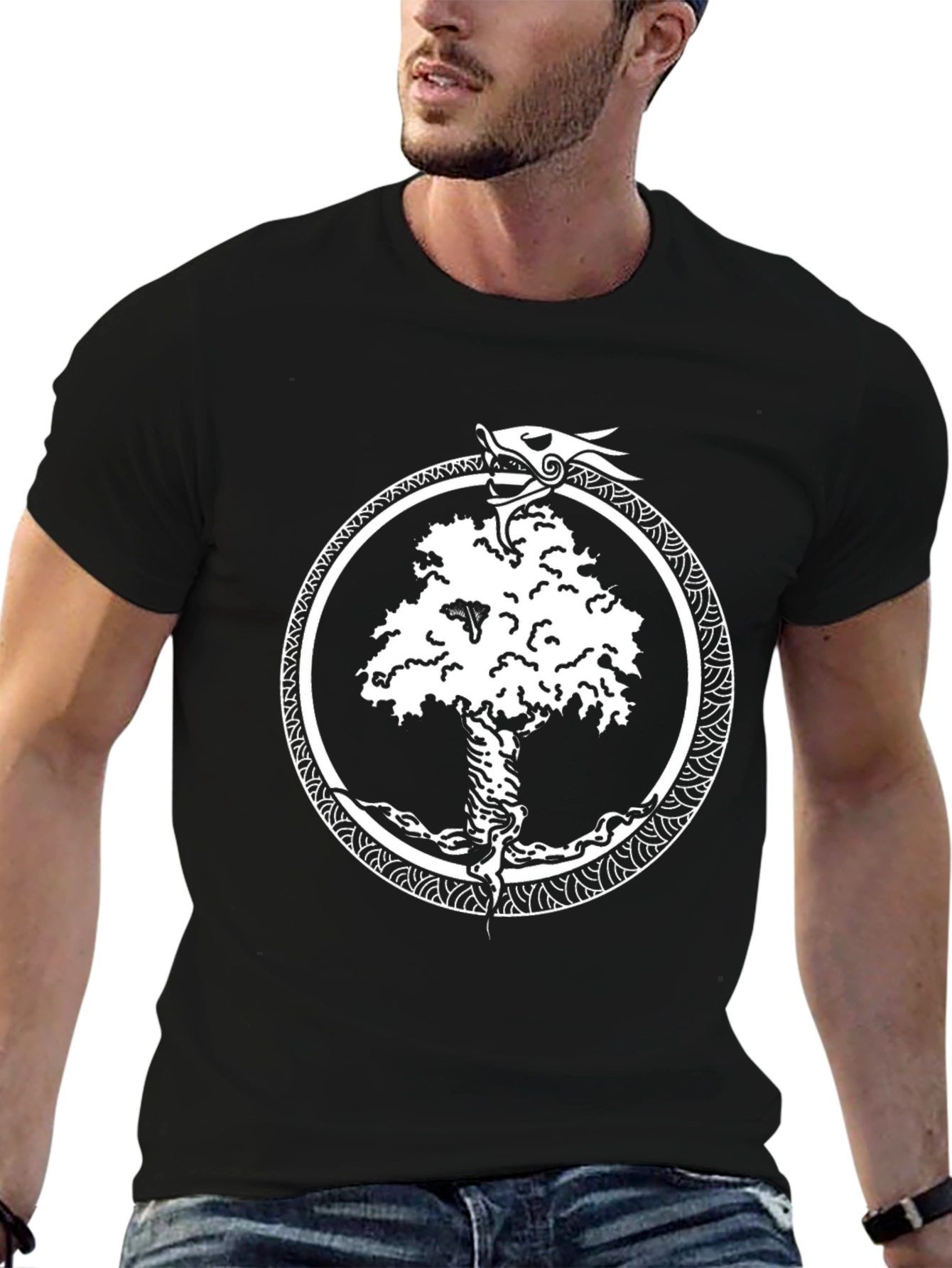 Yggdrasil Serpent T-Shirt - Viking World Tree Design