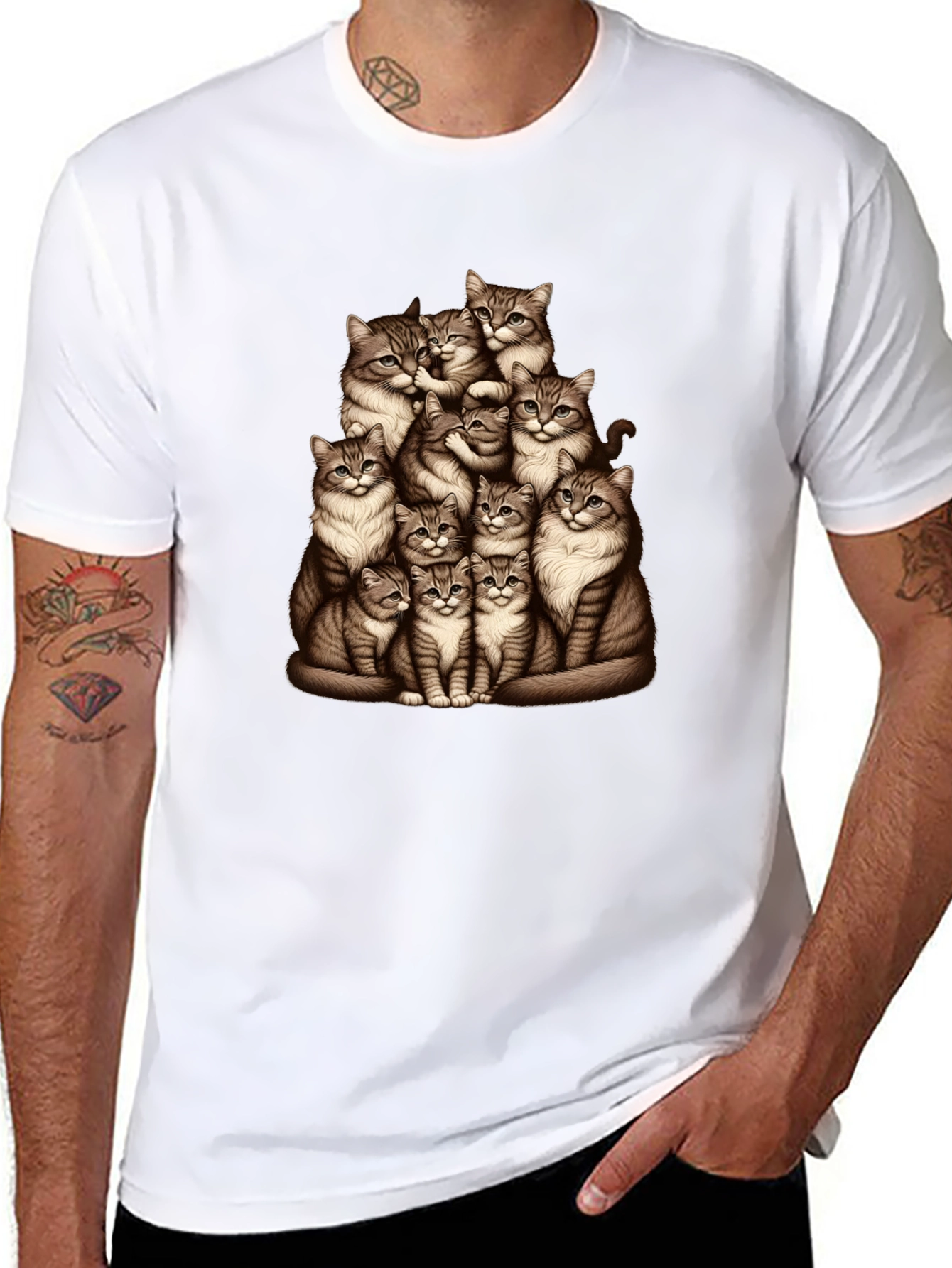 Cat Pile T-Shirt - Graphic Tee