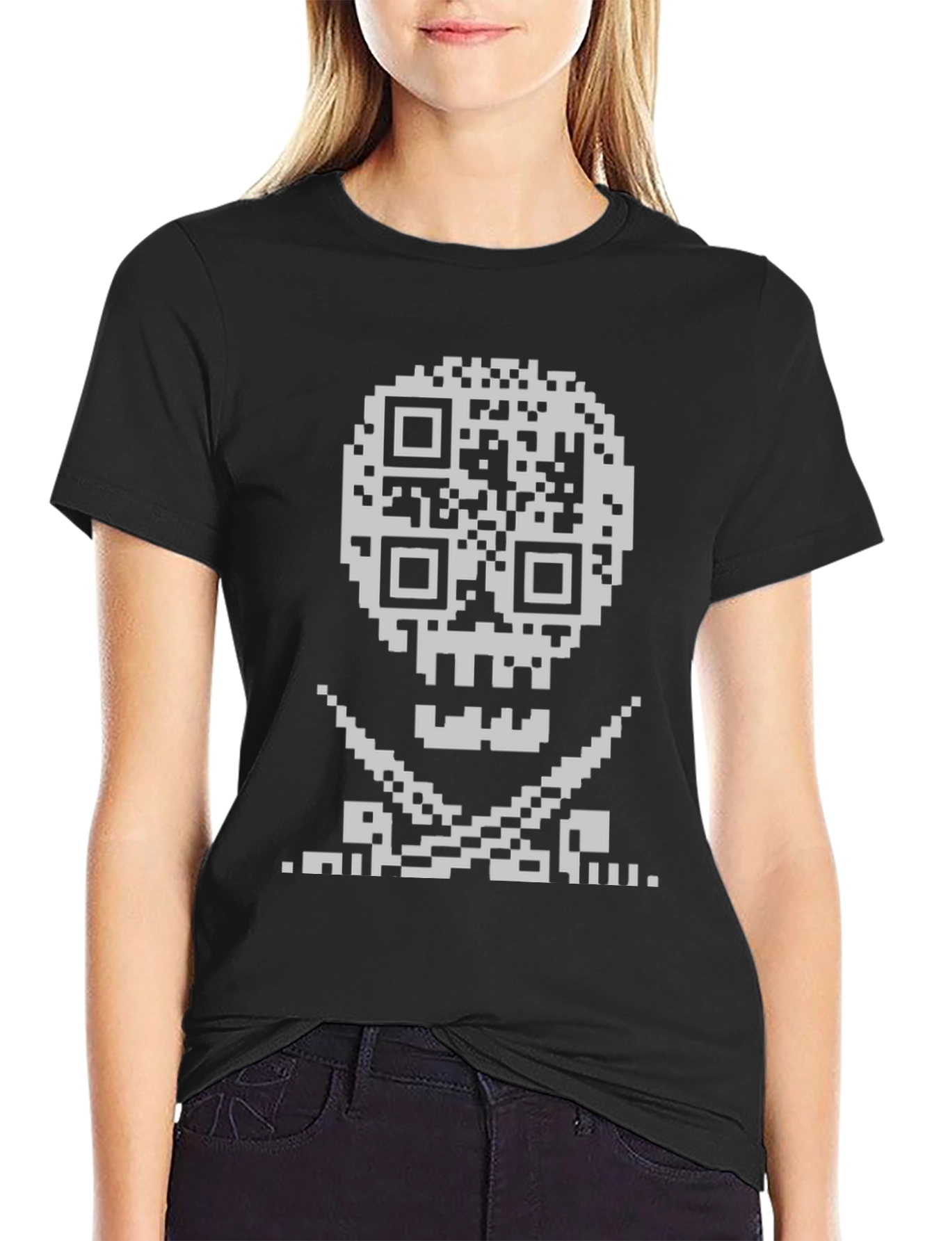 QR Code Skull & Crossbones Graphic Tee