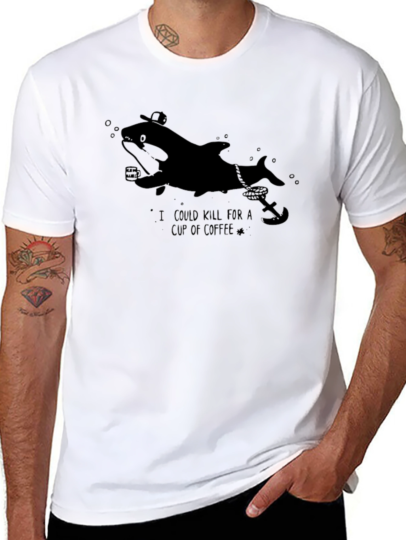 Orca Coffee Lover T-Shirt - Funny Nautical Tee