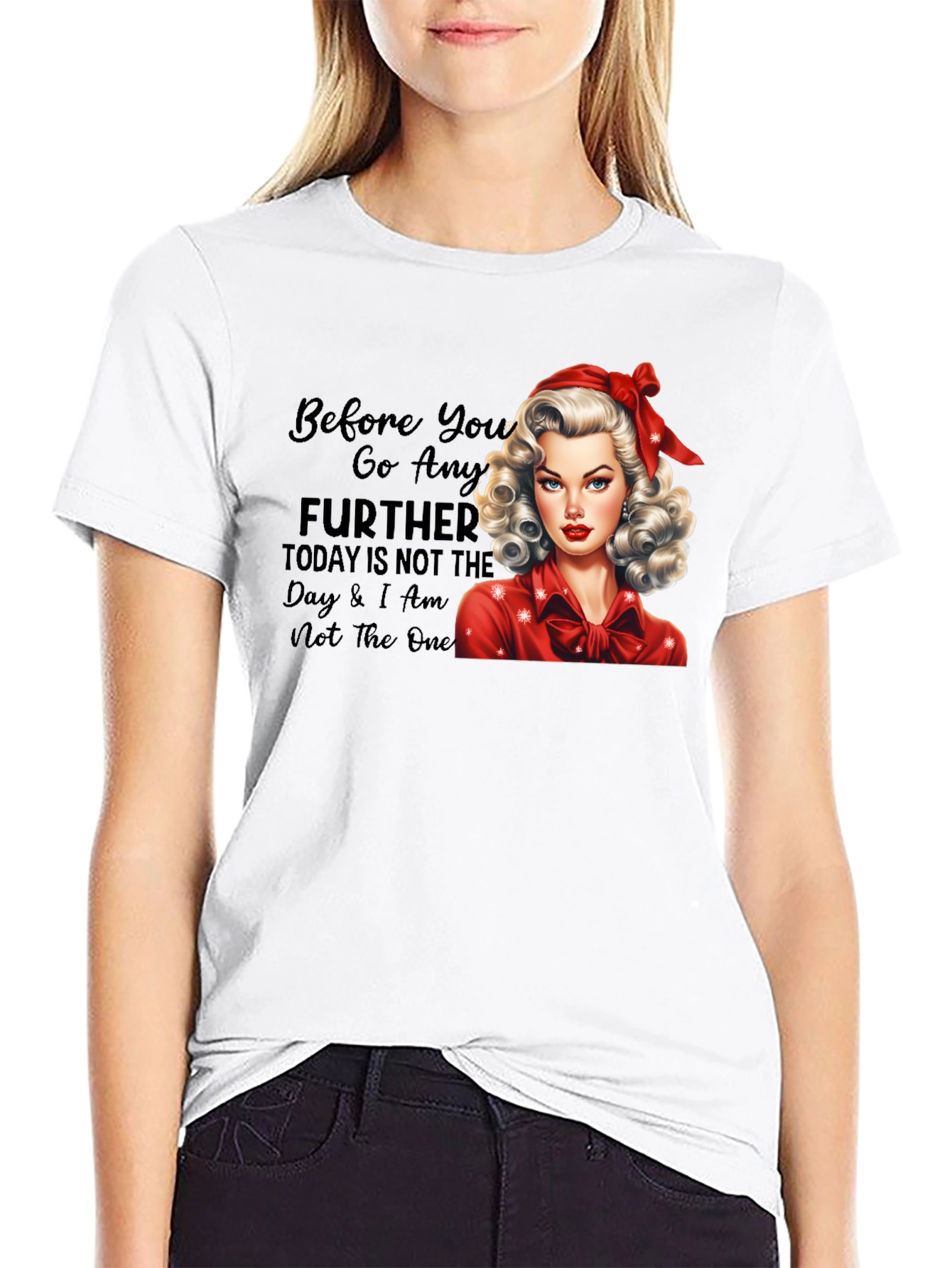 Retro Style Graphic Tee - Sassy Pin-Up Girl