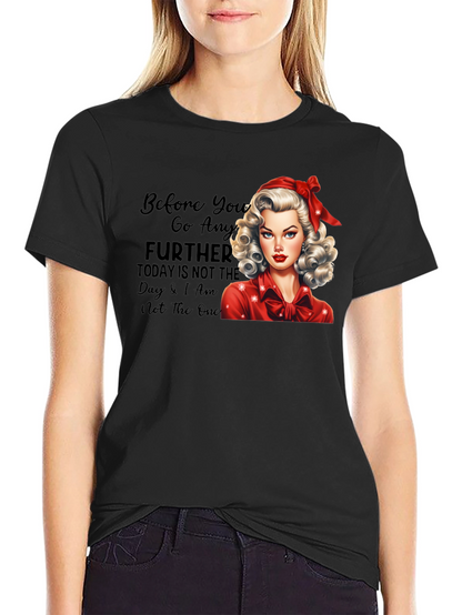 Retro Style Graphic Tee - Sassy Pin-Up Girl