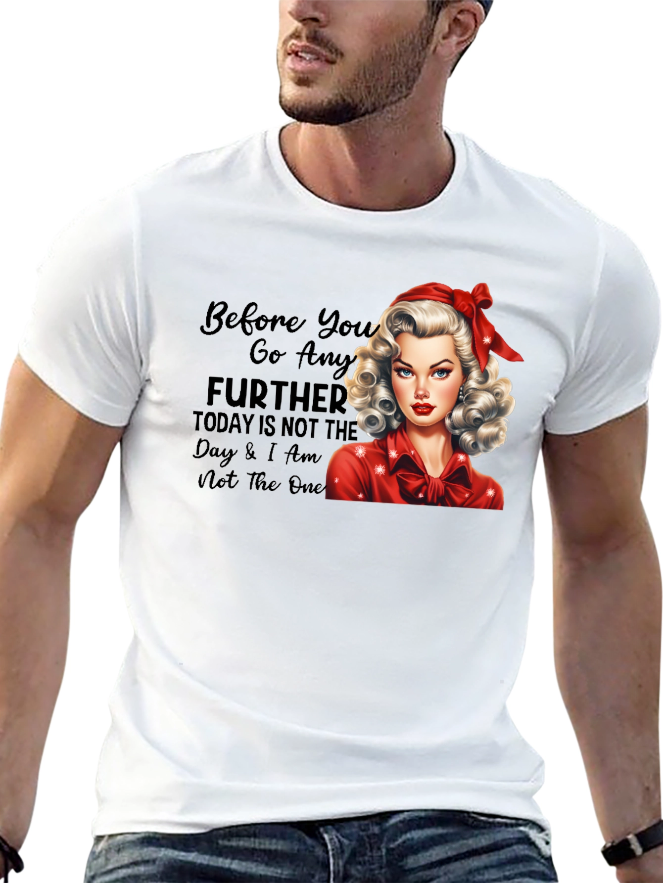 Retro Style Graphic Tee - Sassy Pin-Up Girl