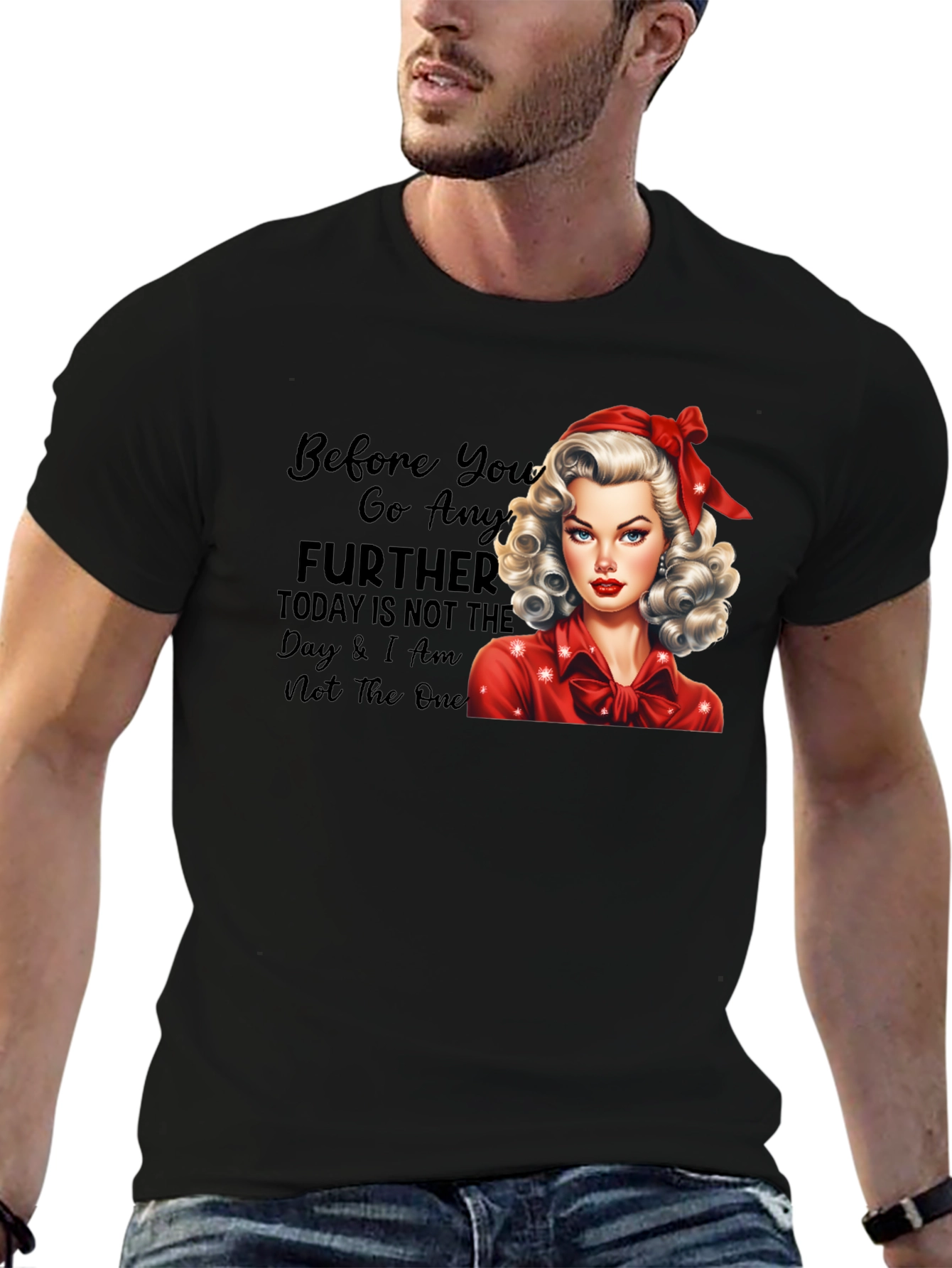 Retro Style Graphic Tee - Sassy Pin-Up Girl