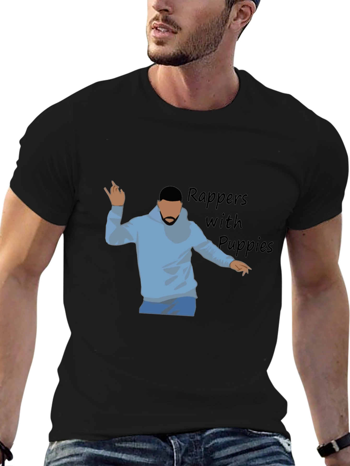 Rappers with Puppies Black Graphic Tee