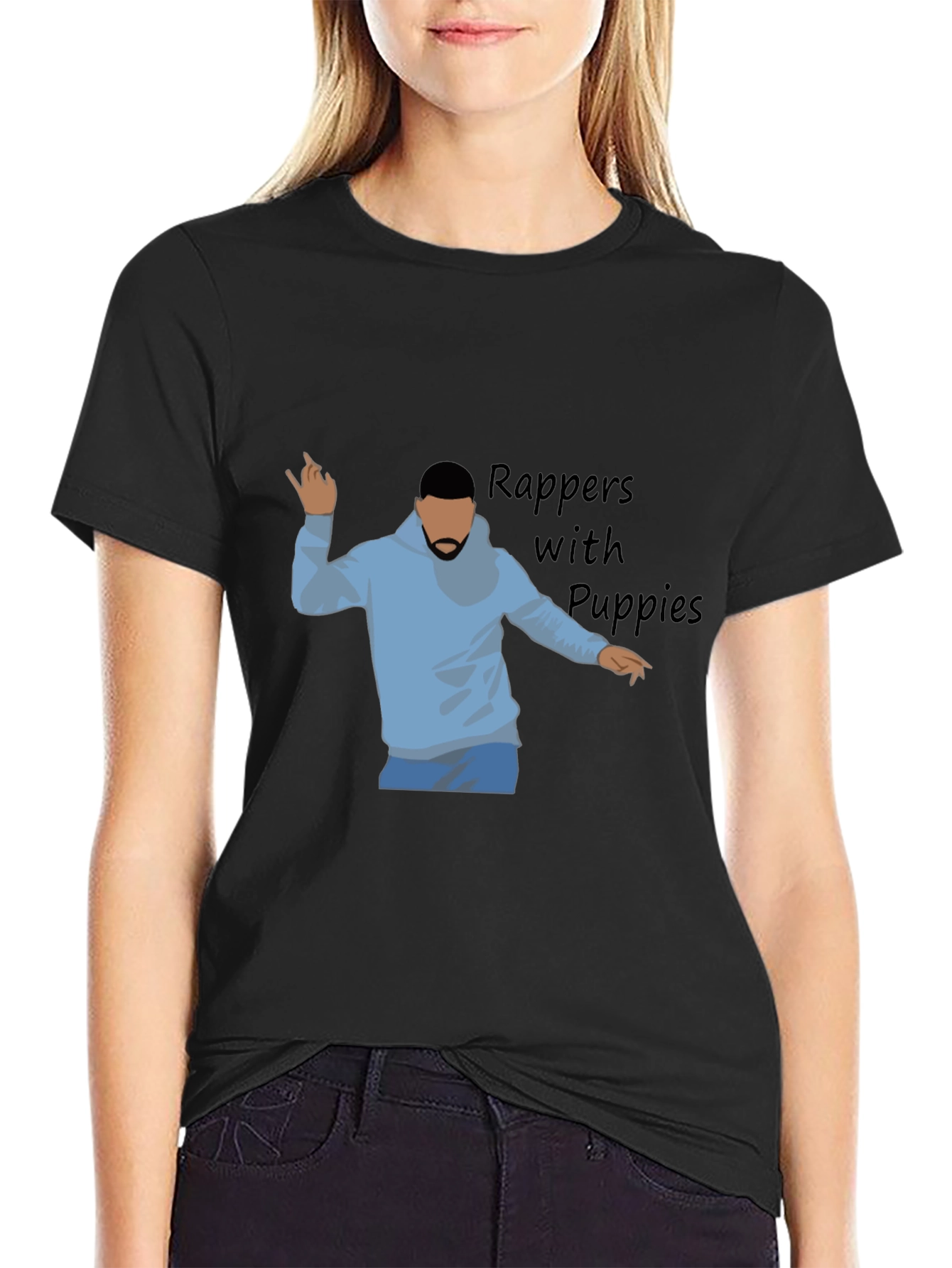 Rappers with Puppies Black Graphic Tee