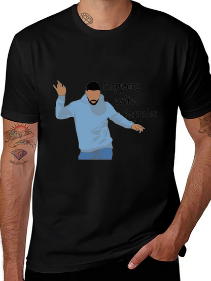 Rappers with Puppies Black Graphic Tee