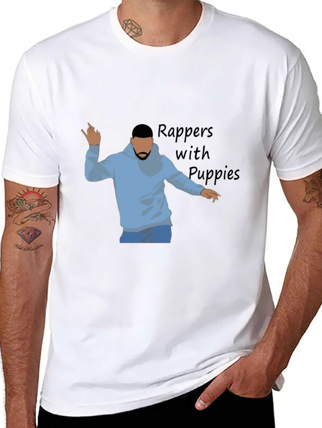 Rappers with Puppies Black Graphic Tee