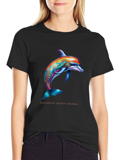 Aquarius Spirit Animal Dolphin Graphic T-Shirt