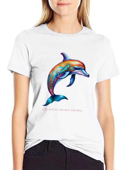 Aquarius Spirit Animal Dolphin Graphic T-Shirt