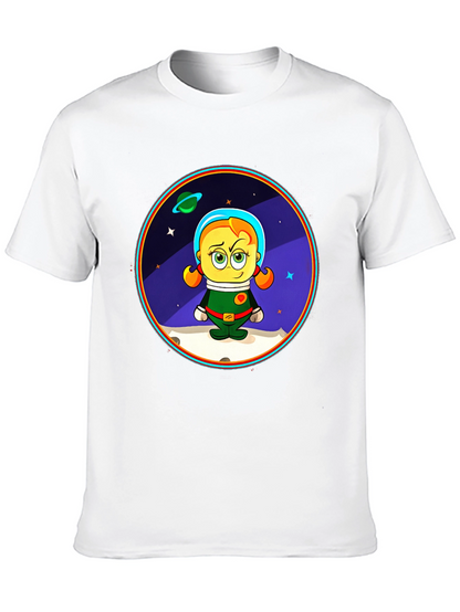 Astronaut Girl Cartoon Graphic T-Shirt