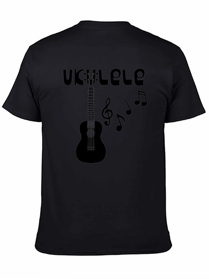Ukulele Music Graphic Tee - Black Cotton T-Shirt