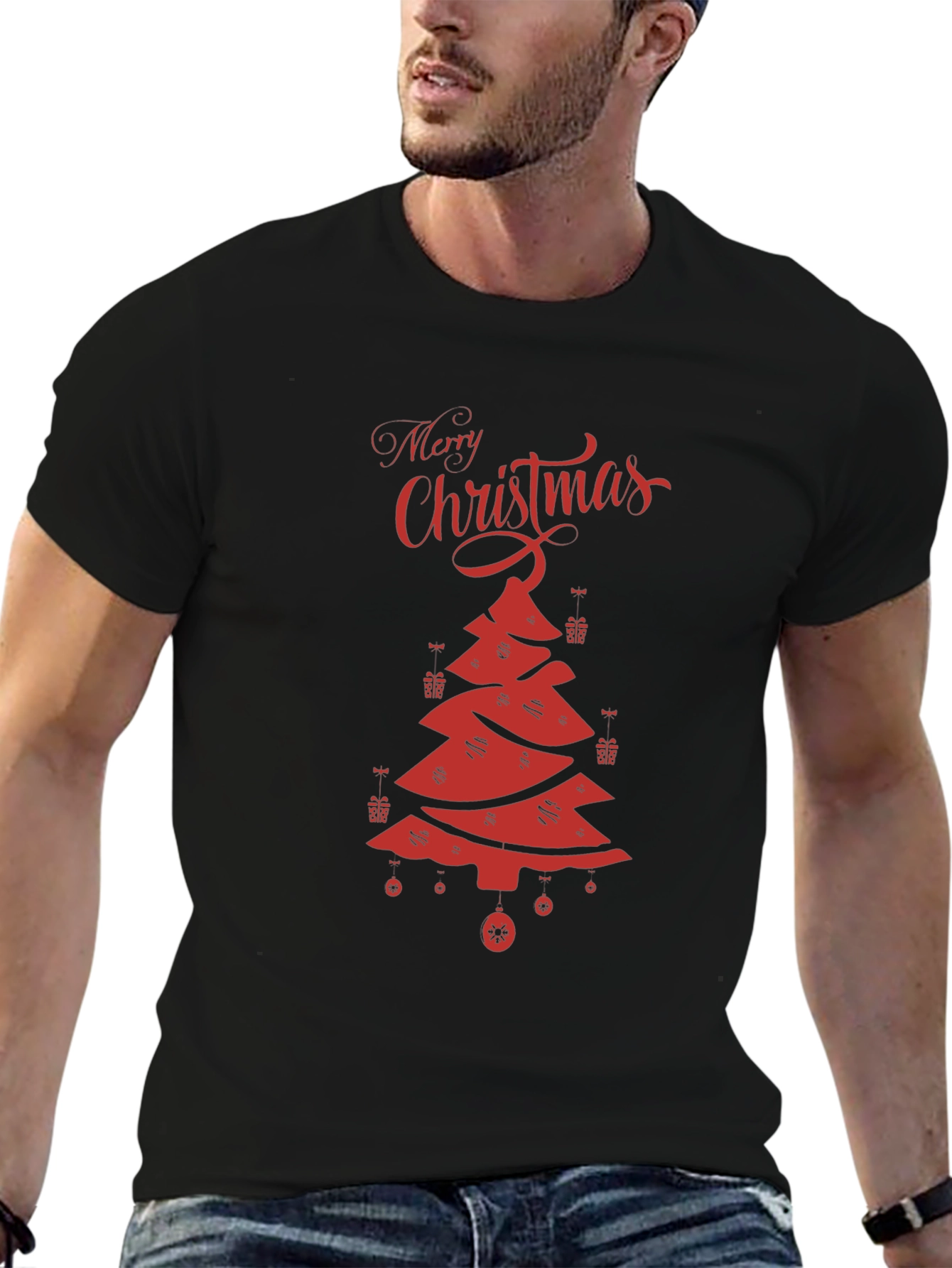 Festive Merry Christmas Tree Graphic Tee