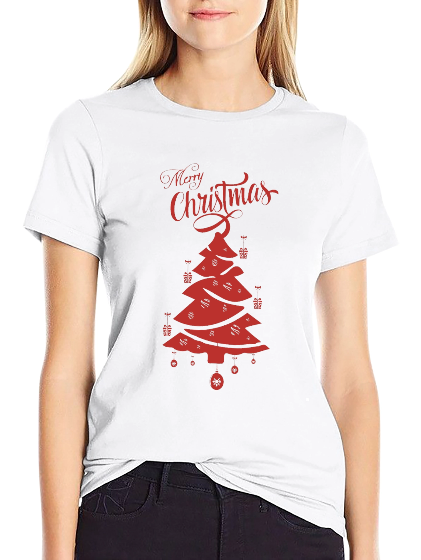 Festive Merry Christmas Tree Graphic Tee