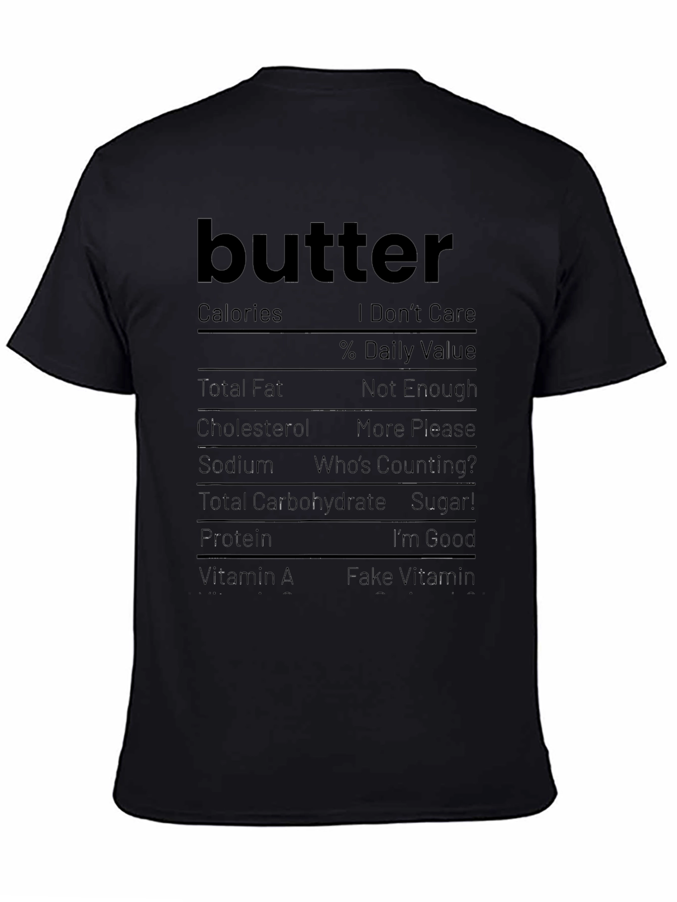 Butter Nutrition Facts Funny Graphic Tee