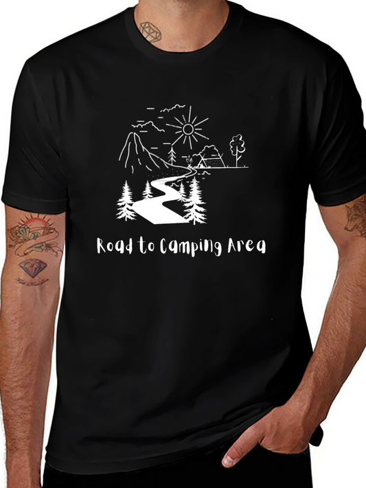 Road to Camping Area Black Graphic Tee
