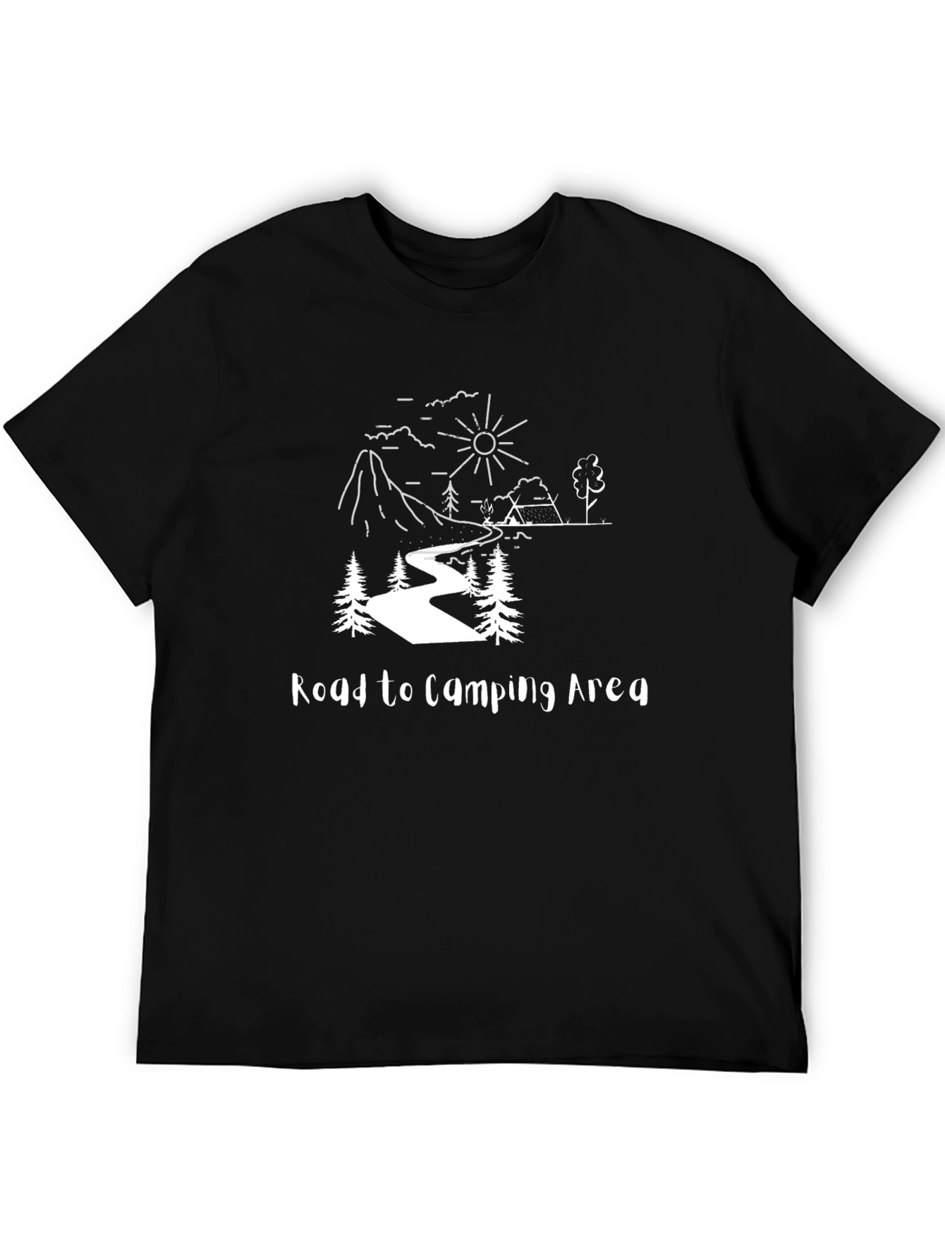 Road to Camping Area Black Graphic Tee