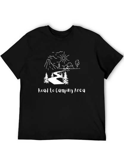 Road to Camping Area Black Graphic Tee
