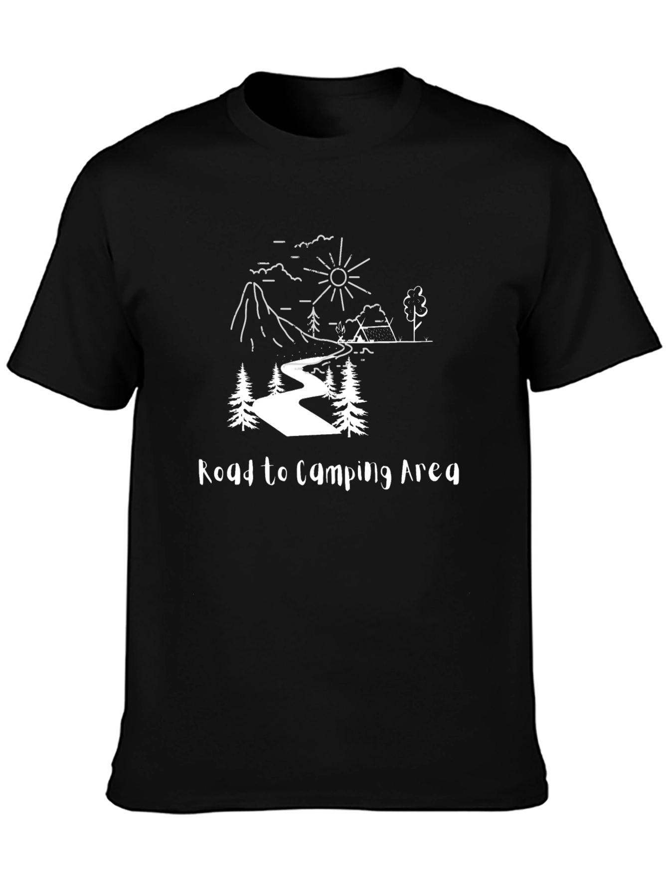 Road to Camping Area Black Graphic Tee