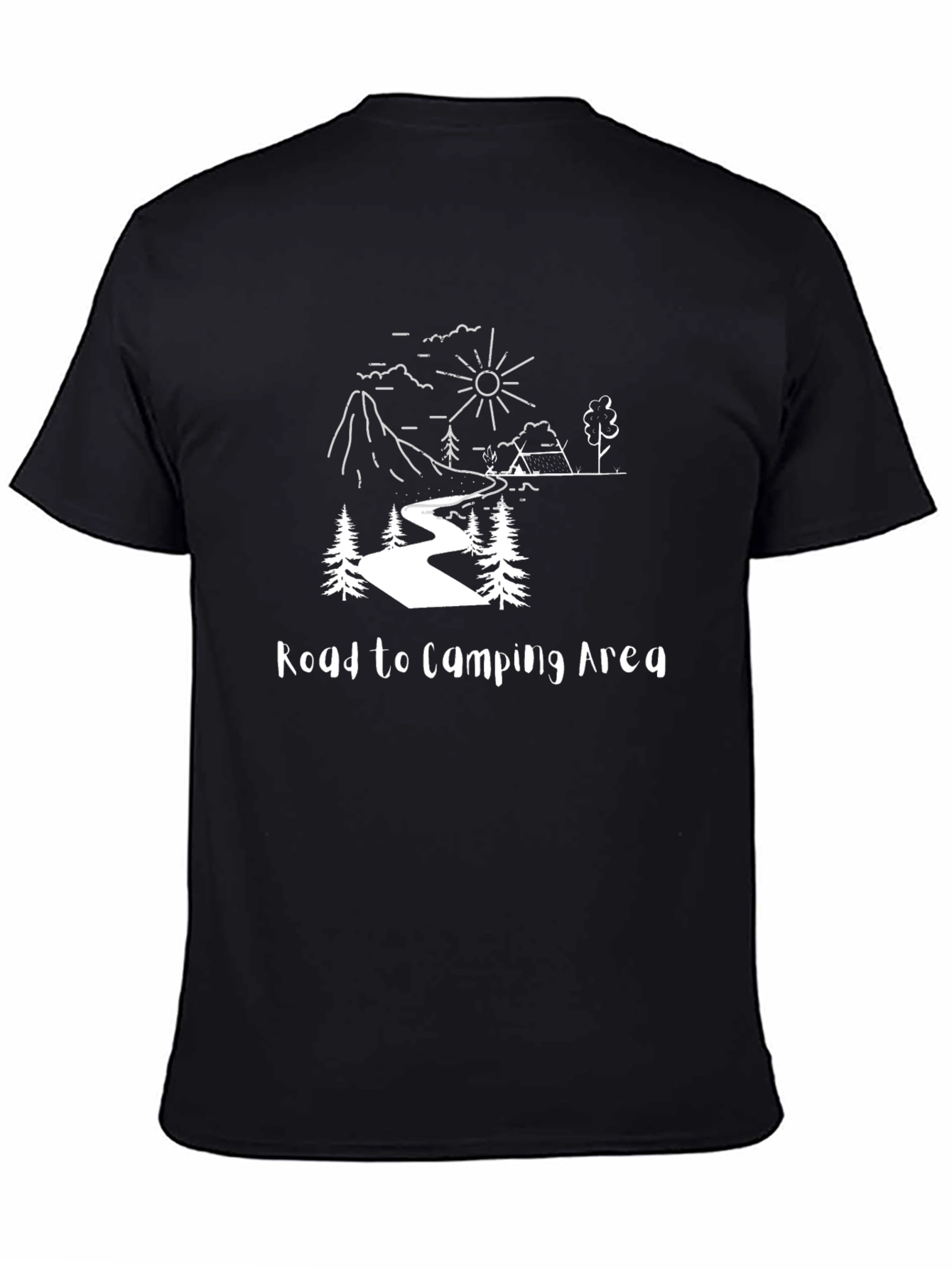 Road to Camping Area Black Graphic Tee