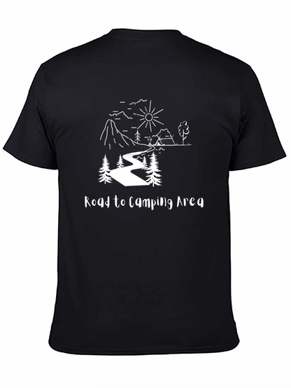 Road to Camping Area Black Graphic Tee