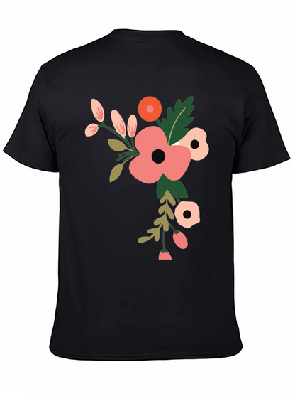 Floral Graphic Print T-Shirt - Black