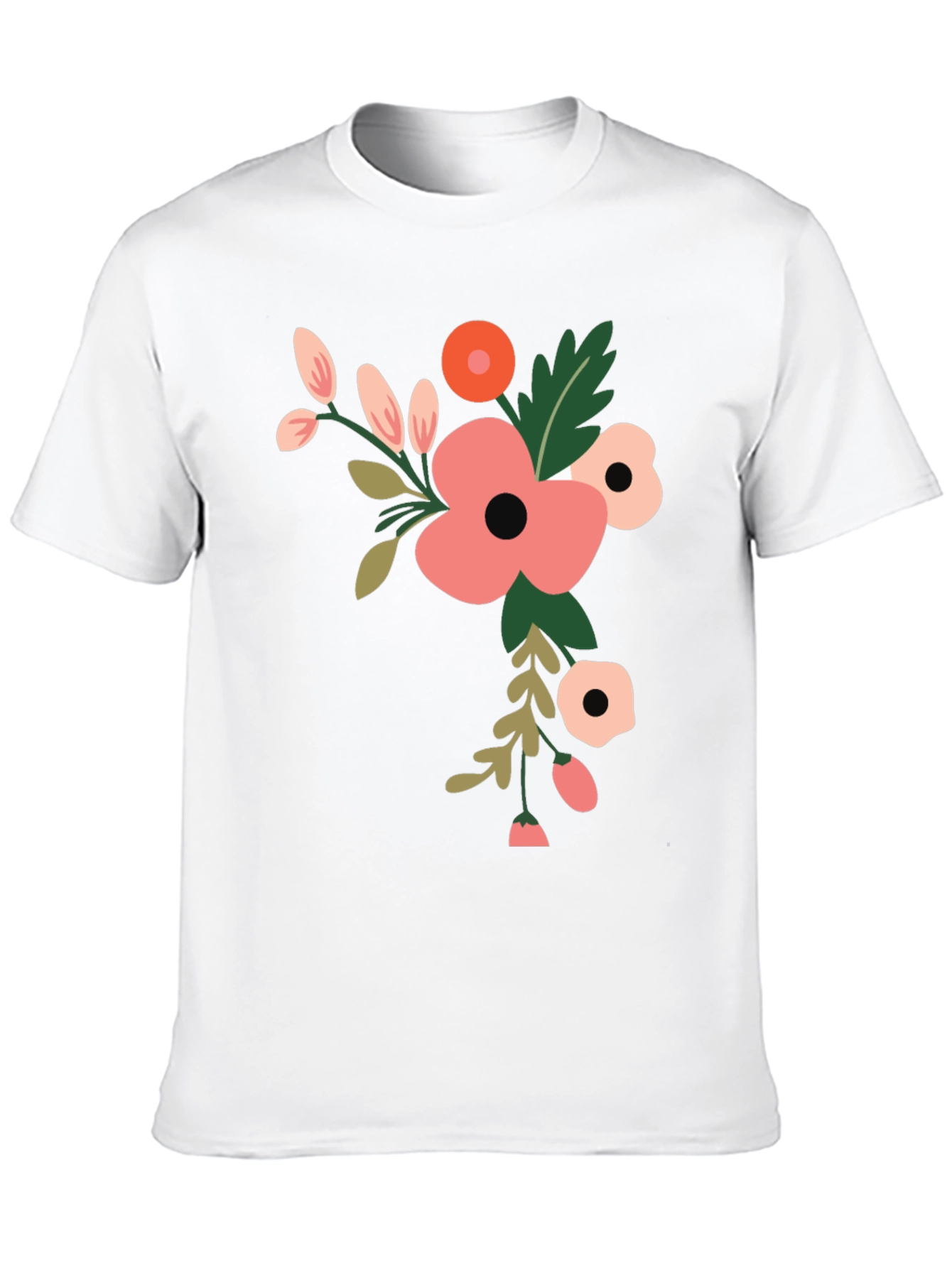 Floral Graphic Print T-Shirt - Black