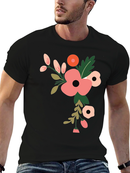 Floral Graphic Print T-Shirt - Black