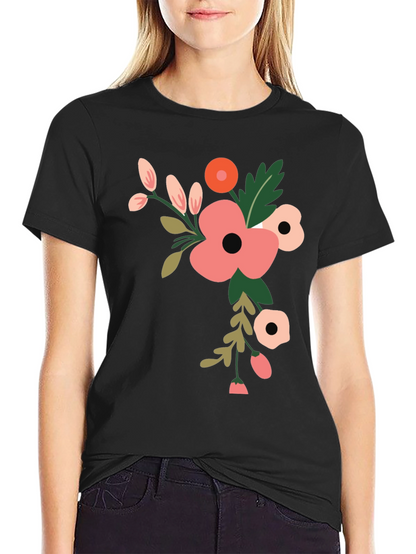 Floral Graphic Print T-Shirt - Black