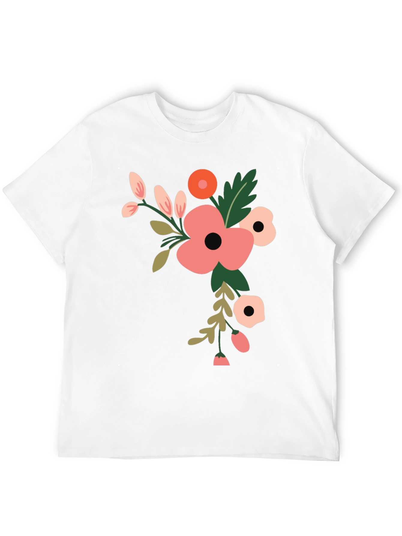 Floral Graphic Print T-Shirt - Black