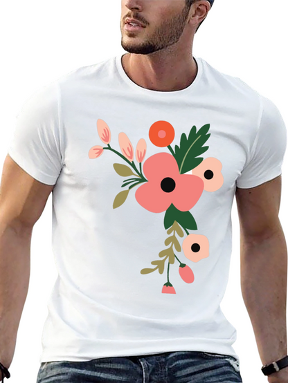 Floral Graphic Print T-Shirt - Black