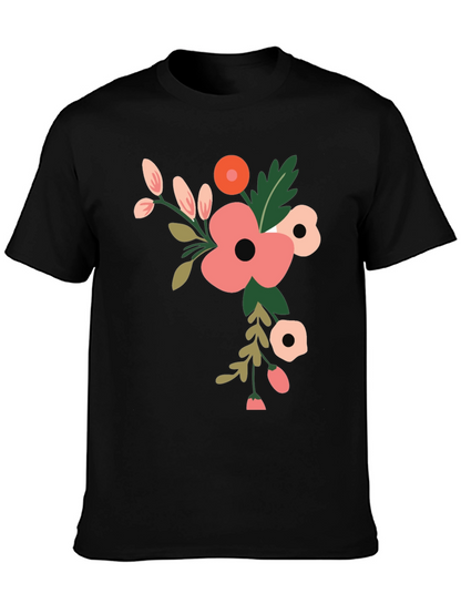 Floral Graphic Print T-Shirt - Black