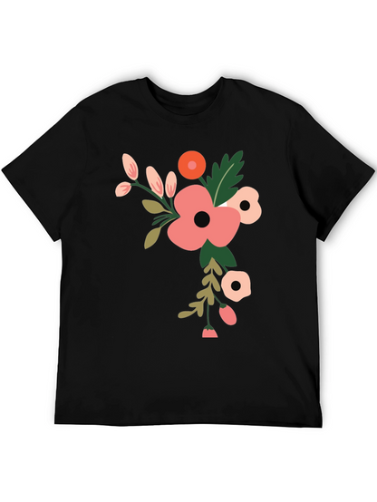 Floral Graphic Print T-Shirt - Black